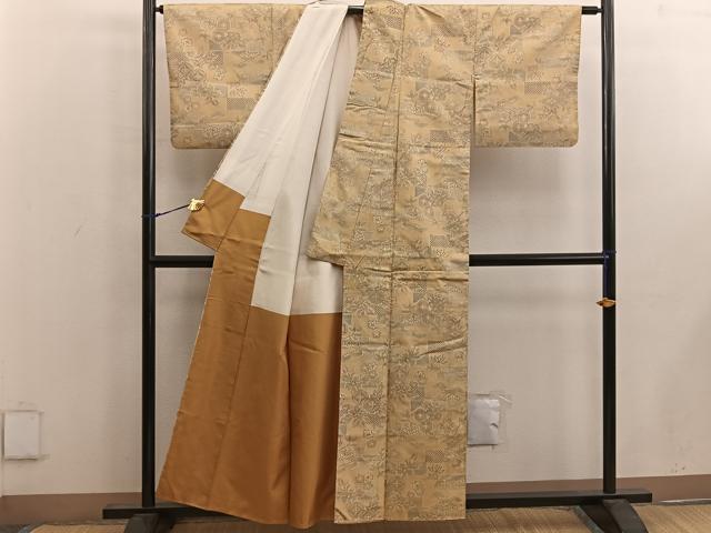 平和屋着物■上質な紬　草花文　正絹　逸品　BAAW6863mz