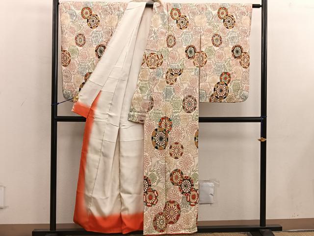 平和屋着物■上質な小紋 源氏車花文 金彩 正絹 逸品 BAAW6864mz