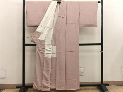 平和屋着物■上質な色無地　笹竹地紋　宍色　正絹　逸品　BAAW6868mz