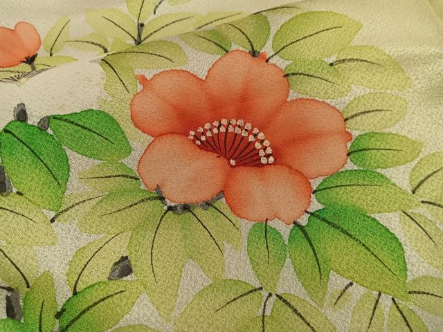 平和屋着物■訪問着 手描き 枝花文 正絹 逸品 BAAW6869mz