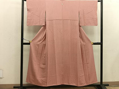 平和屋着物■上質な色無地 珊瑚色 正絹 逸品 BAAW6870mz