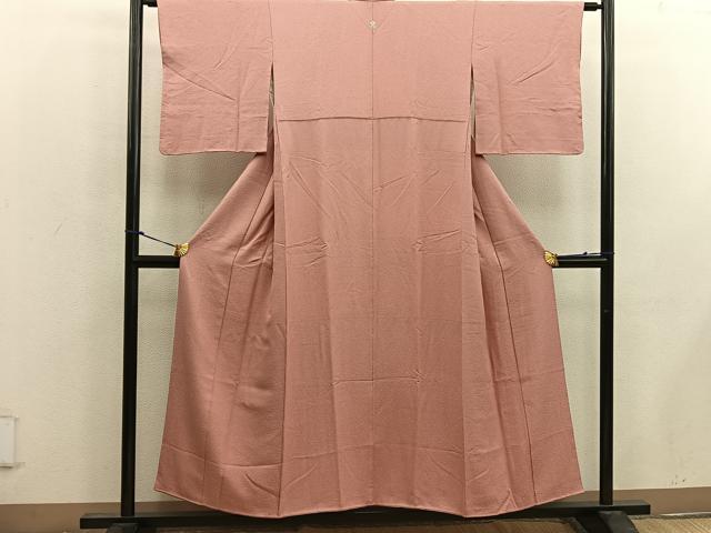 平和屋着物■上質な色無地 珊瑚色 正絹 逸品 BAAW6870mz