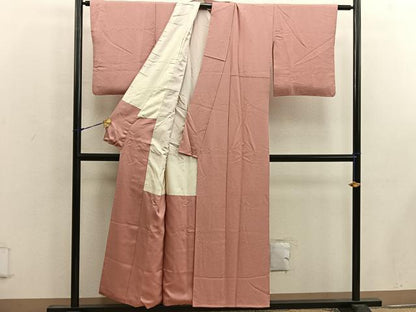平和屋着物■上質な色無地 珊瑚色 正絹 逸品 BAAW6870mz