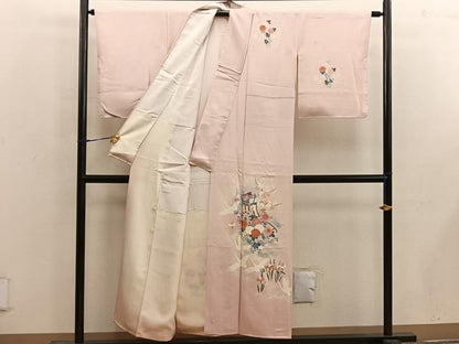 平和屋着物■訪問着　御所車飛鶴花文　正絹　逸品　BAAW6871mz