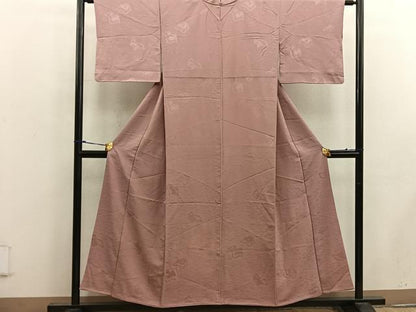 平和屋着物■上質な色無地 幾何学地紋 宍色 正絹 逸品 BAAW6876mz