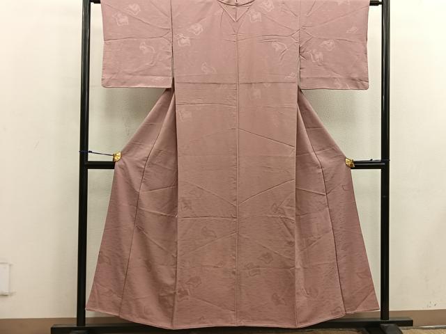 平和屋着物■上質な色無地 幾何学地紋 宍色 正絹 逸品 BAAW6876mz