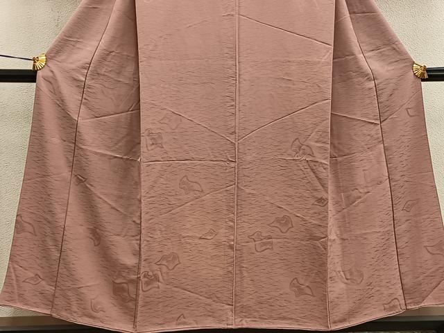 平和屋着物■上質な色無地 幾何学地紋 宍色 正絹 逸品 BAAW6876mz
