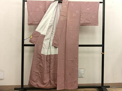 平和屋着物■上質な色無地 幾何学地紋 宍色 正絹 逸品 BAAW6876mz