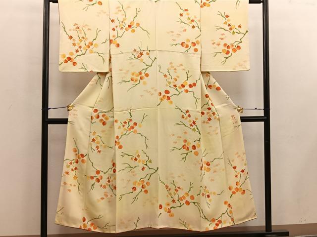 平和屋着物■上質な小紋 手描き 枝花文 正絹 逸品 BAAW6877mz