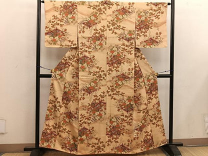 平和屋着物■上質な小紋 御所車花文 金彩 正絹 逸品 BAAW6878mz