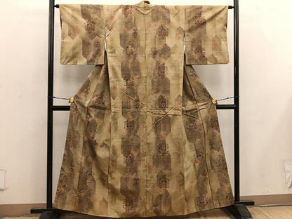 平和屋着物■上質な紬　更紗花文　正絹　逸品　BAAW6891mz