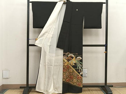 平和屋着物■豪華黒留袖 鳳凰花文 金彩 正絹 逸品 BAAW6893mz
