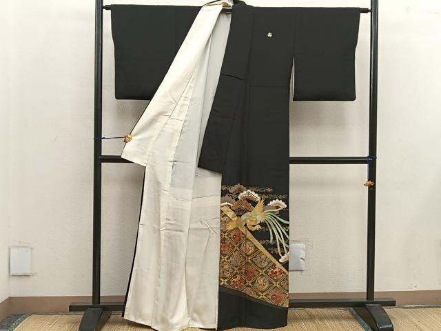 平和屋着物■豪華黒留袖 鳳凰花文 金彩 正絹 逸品 BAAW6893mz