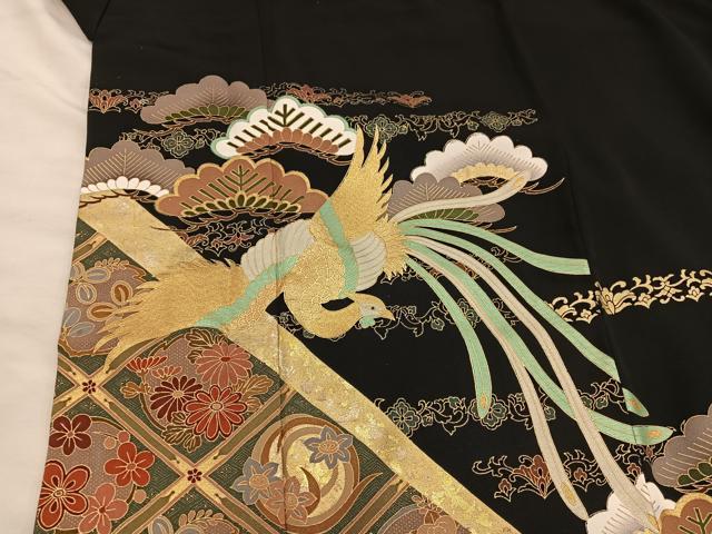 平和屋着物■豪華黒留袖 鳳凰花文 金彩 正絹 逸品 BAAW6893mz