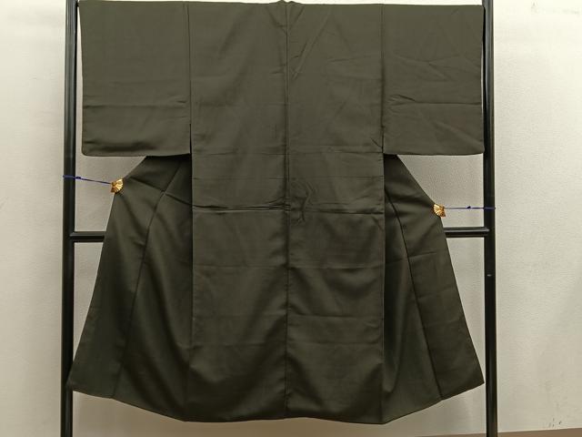 平和屋着物■男性 紬 黒緑色 正絹 逸品 BAAW6896mz