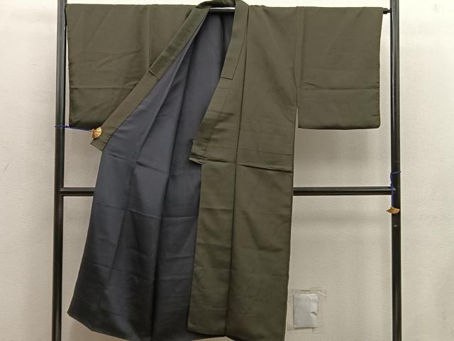 平和屋着物■男性 紬 黒緑色 正絹 逸品 BAAW6896mz