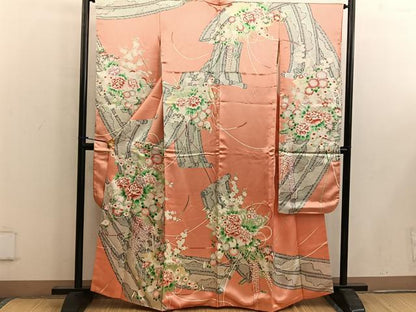 平和屋着物■豪華振袖 駒刺繍 牡丹花文 正絹 逸品 BAAW6904mz