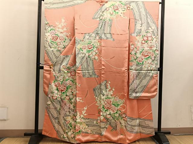 平和屋着物■豪華振袖 駒刺繍 牡丹花文 正絹 逸品 BAAW6904mz