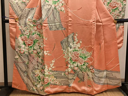 平和屋着物■豪華振袖 駒刺繍 牡丹花文 正絹 逸品 BAAW6904mz