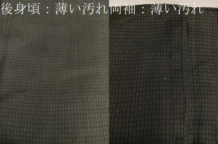 平和屋着物■男性 紬 網代織 黒緑色 正絹 逸品 BAAW6906mz