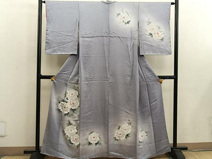 平和屋着物■訪問着 手描き 牡丹文 暈し染め 正絹 逸品 BAAW6909mz
