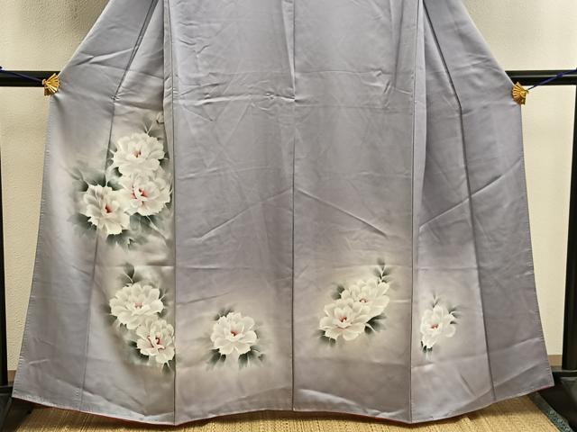 平和屋着物■訪問着 手描き 牡丹文 暈し染め 正絹 逸品 BAAW6909mz