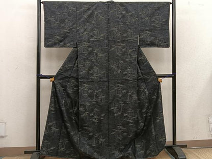 平和屋着物■本場大島紬 草葉文 正絹 逸品 未使用 BAAW6916mz