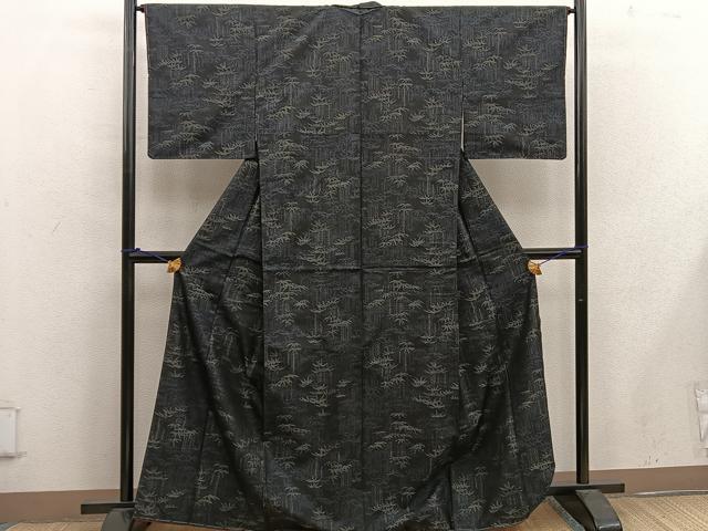 平和屋着物■本場大島紬 草葉文 正絹 逸品 未使用 BAAW6916mz