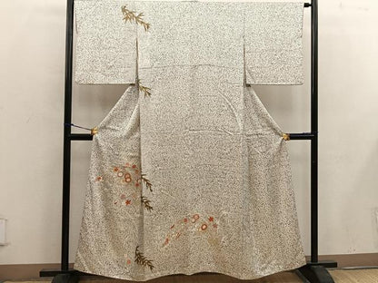 平和屋着物■訪問着　菊花文　たたき染め　金彩　正絹　逸品　BAAW6923mz