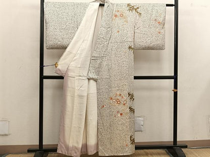 平和屋着物■訪問着　菊花文　たたき染め　金彩　正絹　逸品　BAAW6923mz