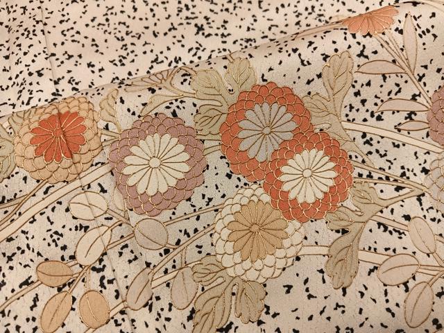 平和屋着物■訪問着　菊花文　たたき染め　金彩　正絹　逸品　BAAW6923mz