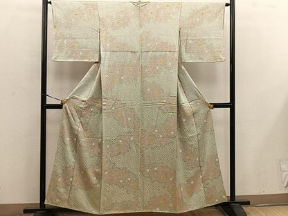 平和屋着物■上質な小紋 総絞り 草花文 正絹 逸品 BAAW6925mz