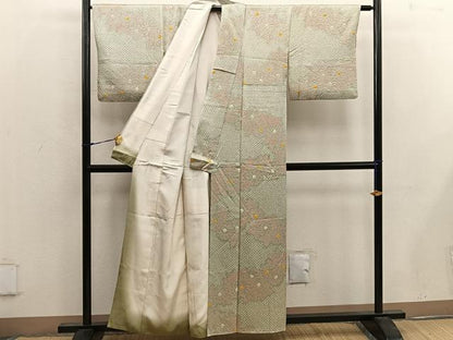 平和屋着物■上質な小紋 総絞り 草花文 正絹 逸品 BAAW6925mz