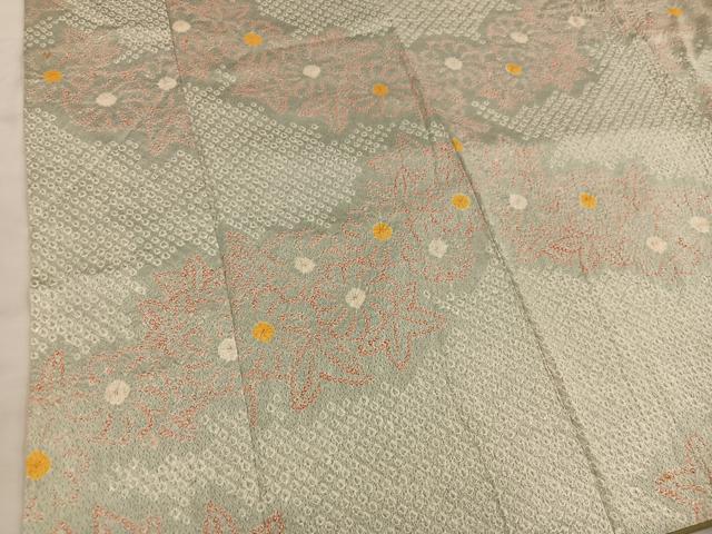 平和屋着物■上質な小紋 総絞り 草花文 正絹 逸品 BAAW6925mz