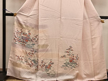平和屋着物■訪問着 風景花文 金彩 正絹 逸品 BAAW6927mz