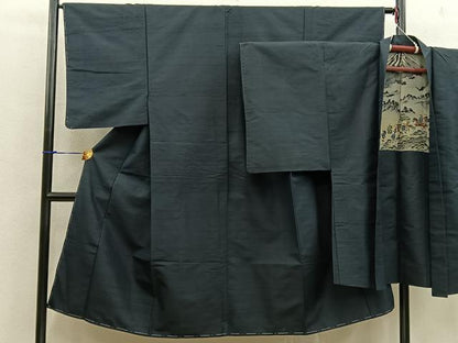 平和屋着物■男性 紬 アンサンブル 千歳茶色 正絹 逸品 BAAW6930mz