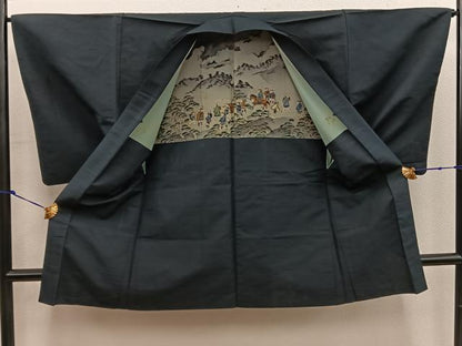 平和屋着物■男性 紬 アンサンブル 千歳茶色 正絹 逸品 BAAW6930mz