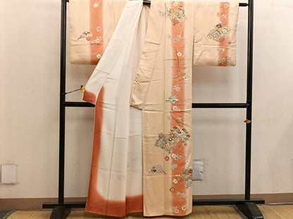 平和屋着物■訪問着 扇面亀甲花文 暈し染め 金彩 正絹 逸品 BAAW6933mz