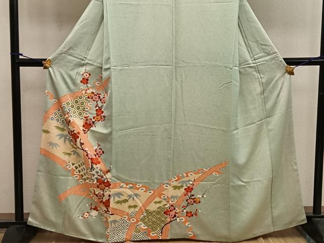 平和屋着物■訪問着　枝梅亀甲文　金彩　正絹　逸品　BAAW6935mz
