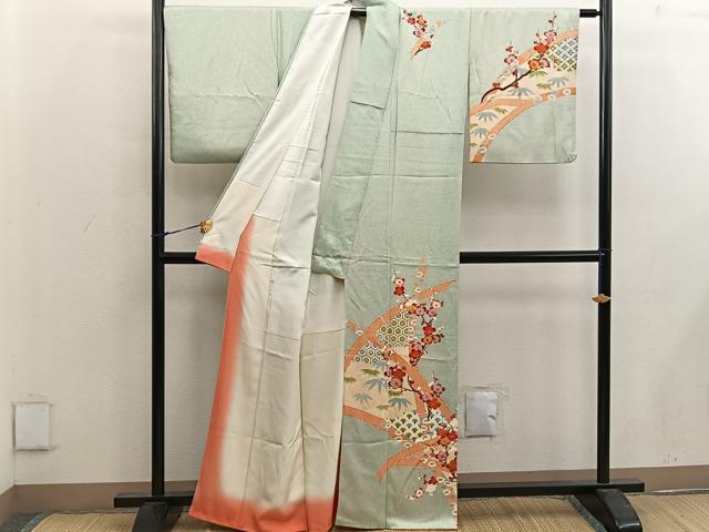 平和屋着物■訪問着　枝梅亀甲文　金彩　正絹　逸品　BAAW6935mz