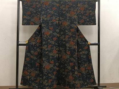 平和屋着物■上質な小紋　ろうけつ染め　花車文　正絹　逸品　BAAW6942mz