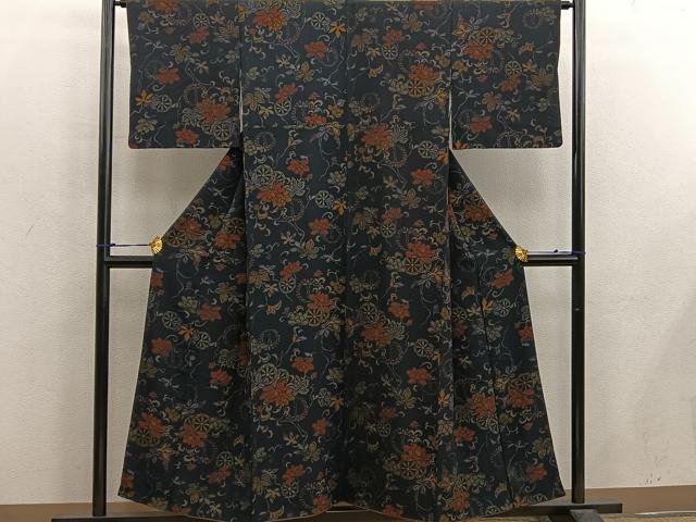 平和屋着物■上質な小紋　ろうけつ染め　花車文　正絹　逸品　BAAW6942mz