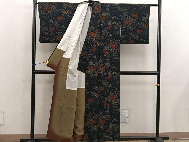 平和屋着物■上質な小紋　ろうけつ染め　花車文　正絹　逸品　BAAW6942mz