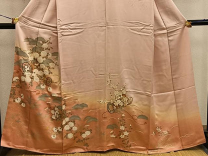 平和屋着物■訪問着　鼓花文　暈し染め　金彩　鈴乃屋扱い　正絹　逸品　BAAW6944mz