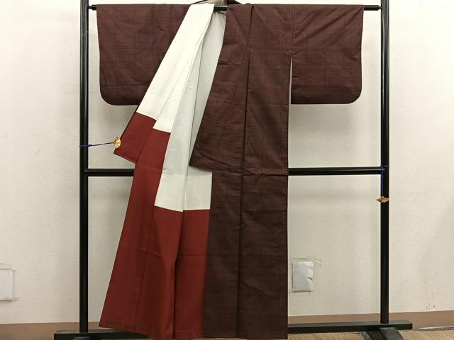 平和屋着物■本場大島紬　7マルキ　市松文様　正絹　逸品　BAAW6945mz