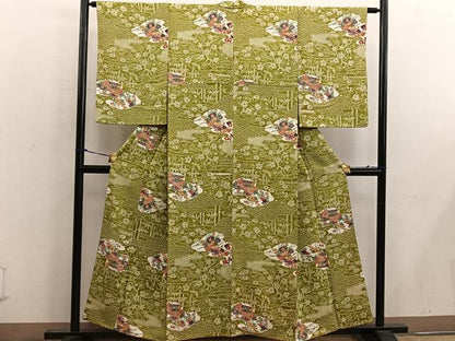 平和屋着物■上質な小紋 型染め 菊花文 正絹 逸品 BAAW6950mz