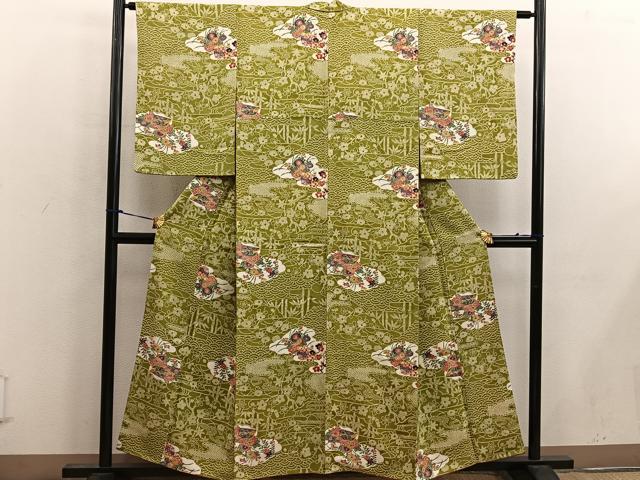 平和屋着物■上質な小紋 型染め 菊花文 正絹 逸品 BAAW6950mz