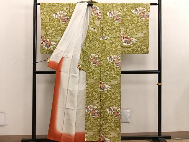 平和屋着物■上質な小紋 型染め 菊花文 正絹 逸品 BAAW6950mz