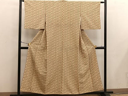 平和屋着物■上質な小紋　紬地　草花間道　正絹　逸品　BAAW6952mz
