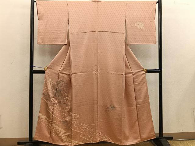 平和屋着物■訪問着 絞り スワトウ刺繍 御所車花文 金彩 正絹 逸品 BAAW6957mz